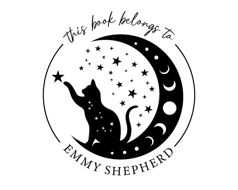Personalised Cat Custom Name Ex Libris Book Stamp - ABC-10