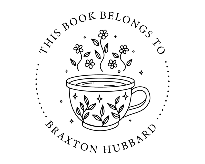Personalised Coffee Custom Name Ex Libris Book Stamp - ABC-13