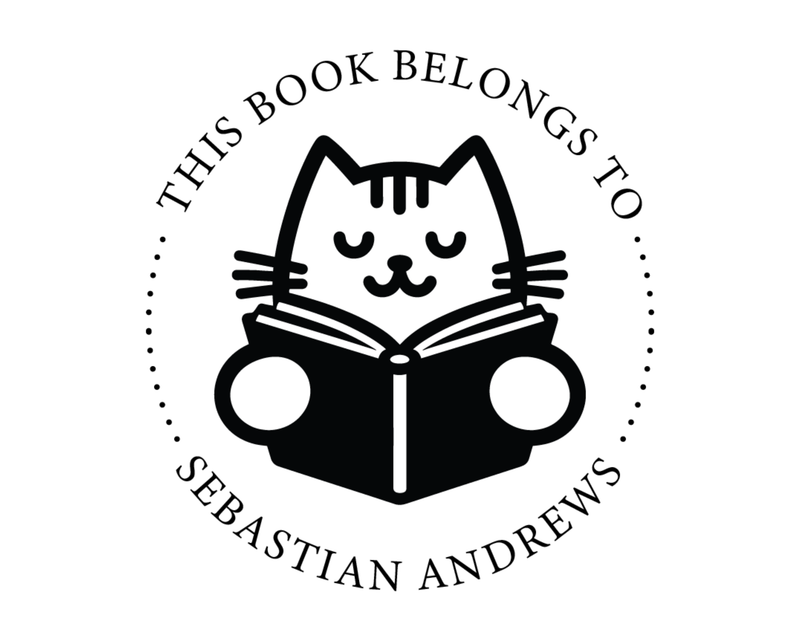 Personalised Cat Custom Name Ex Libris Book Stamp - ABC-19