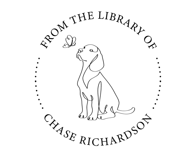 Personalised Dog Custom Name Ex Libris Book Stamp - ABC-22