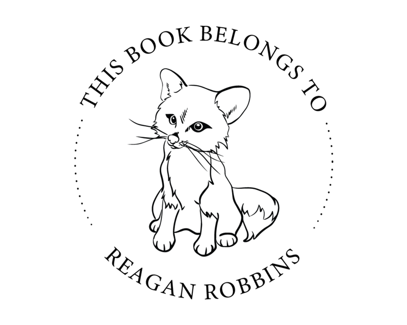 Personalised Cat Custom Name Ex Libris Book Stamp - ABC-60