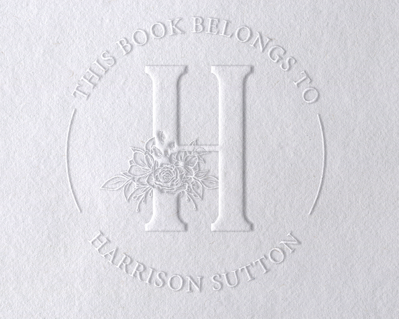 Floral Monogram Custom Library Book Embosser