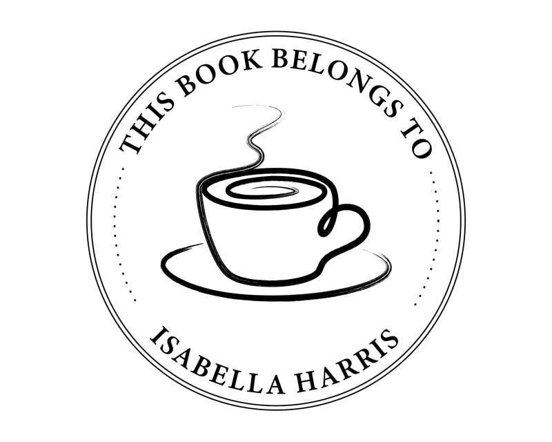 Personalised Coffee Custom Name Ex Libris Book Stamp - ABC-74