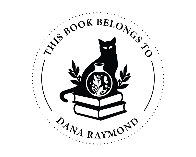 Personalised Cat Custom Name Ex Libris Book Stamp - ABC-77