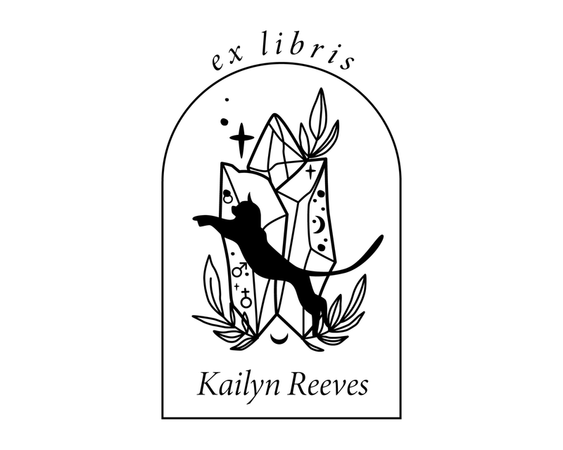 Personalised Cat Custom Name Ex Libris Book Stamp - ABC-85