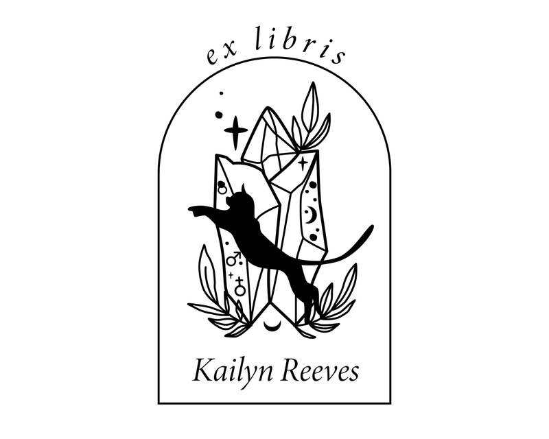 Personalised Cat Custom Name Ex Libris Book Stamp - ABC-86