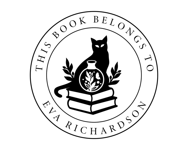 Personalised Cat Custom Name Ex Libris Book Stamp - BS25