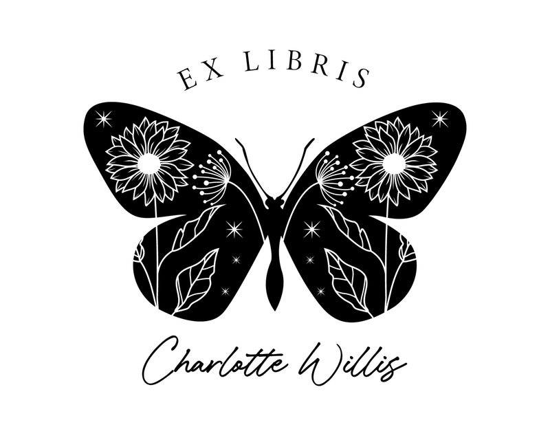 Personalised Butterfly Custom Name Ex Libris Book Stamp - BS34