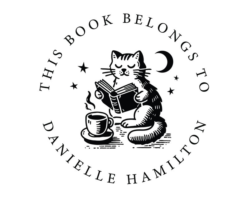 Personalised Cat Custom Name Ex Libris Book Stamp - BSTF-16