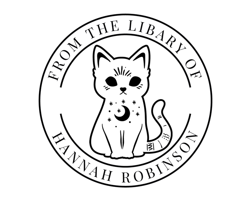 Personalised Black Cat Custom Name Ex Libris Book Stamp