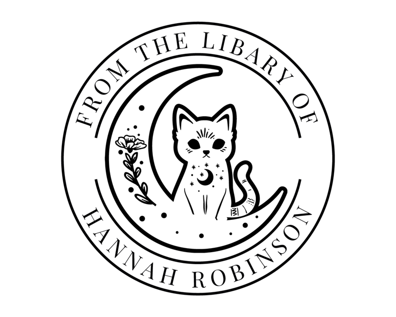 Personalised Cat Moon Custom Name Ex Libris Book Stamp