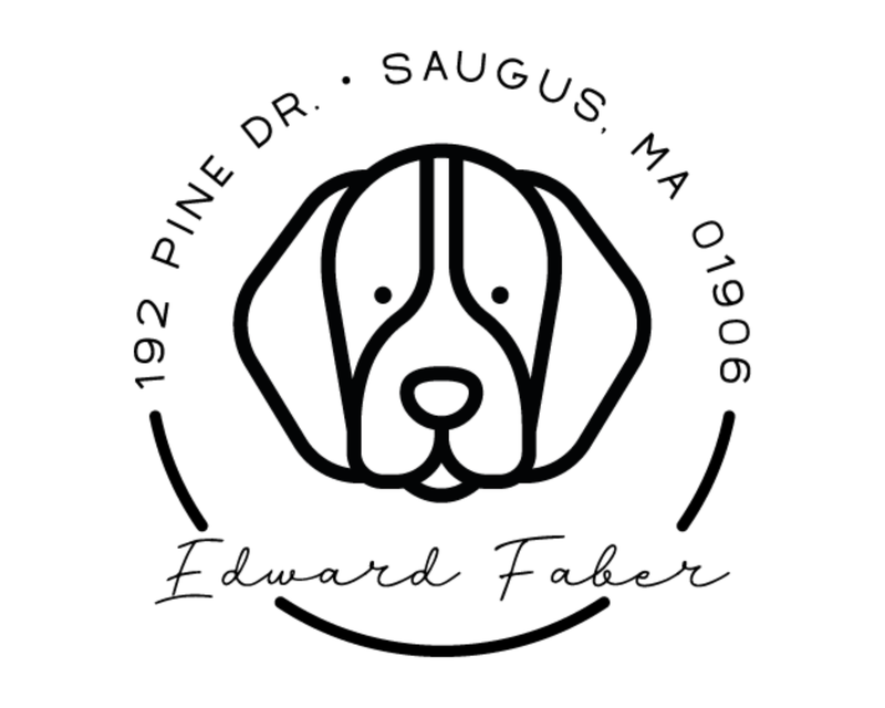 Personalised Dog Custom Name Ex Libris Book Stamp - DOGRND-Beagle