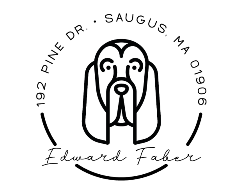 Personalised Dog Custom Name Ex Libris Book Stamp - DOGRND-Bloodhound