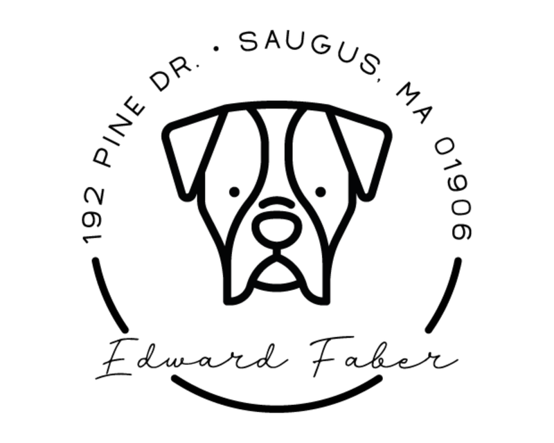 Personalised Dog Custom Name Ex Libris Book Stamp - DOGRND-Boxer
