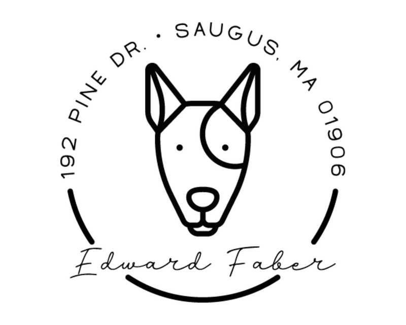 Personalised Dog Custom Name Ex Libris Book Stamp - DOGRND-Bull_terrier