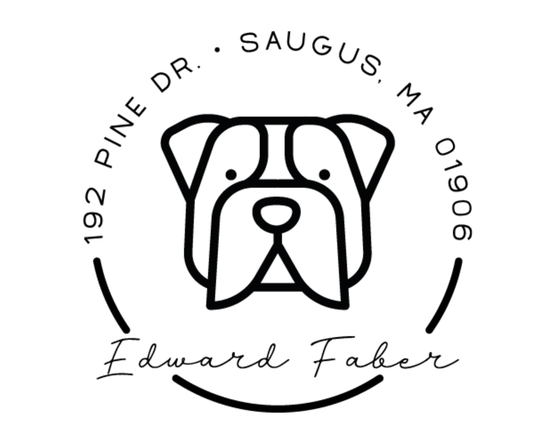 Personalised Dog Custom Name Ex Libris Book Stamp - DOGRND-Bulldog