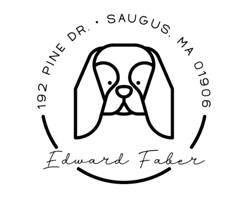 Personalised Dog Custom Name Ex Libris Book Stamp - DOGRND-Cavalier_King_Charles_Spaniel