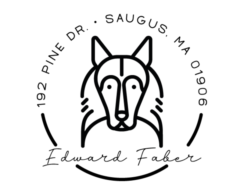 Personalised Dog Custom Name Ex Libris Book Stamp - DOGRND-Collie