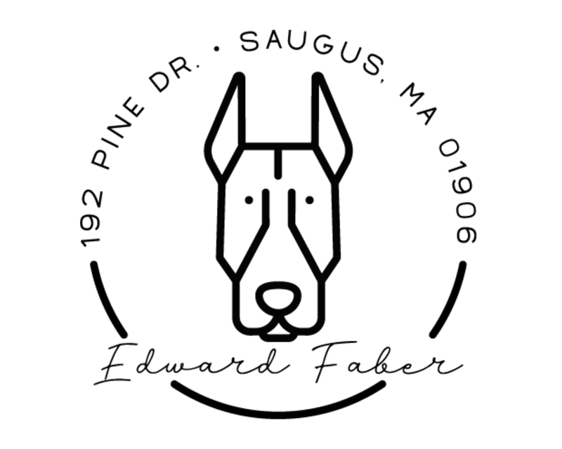 Personalised Dog Custom Name Ex Libris Book Stamp - DOGRND-Doberman_Pinscher