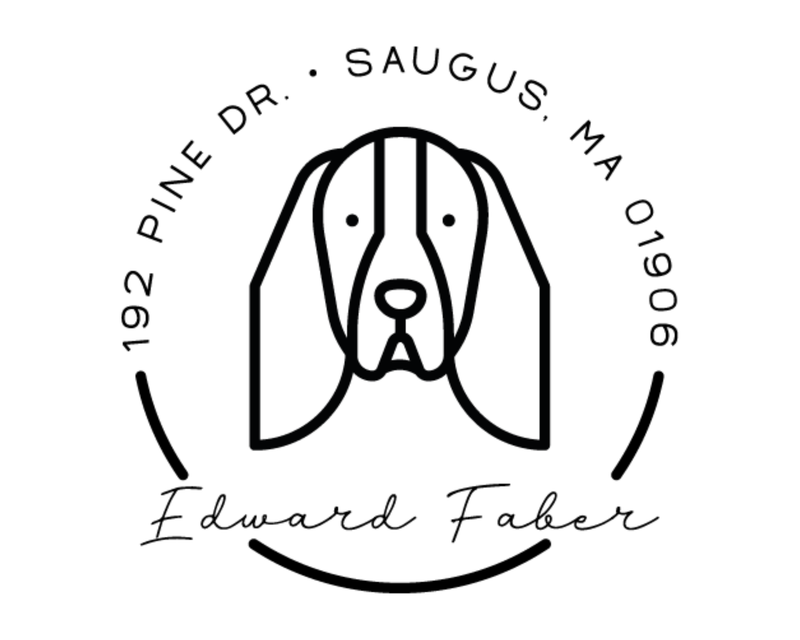 Personalised Dog Custom Name Ex Libris Book Stamp - DOGRND-English_Spaniel