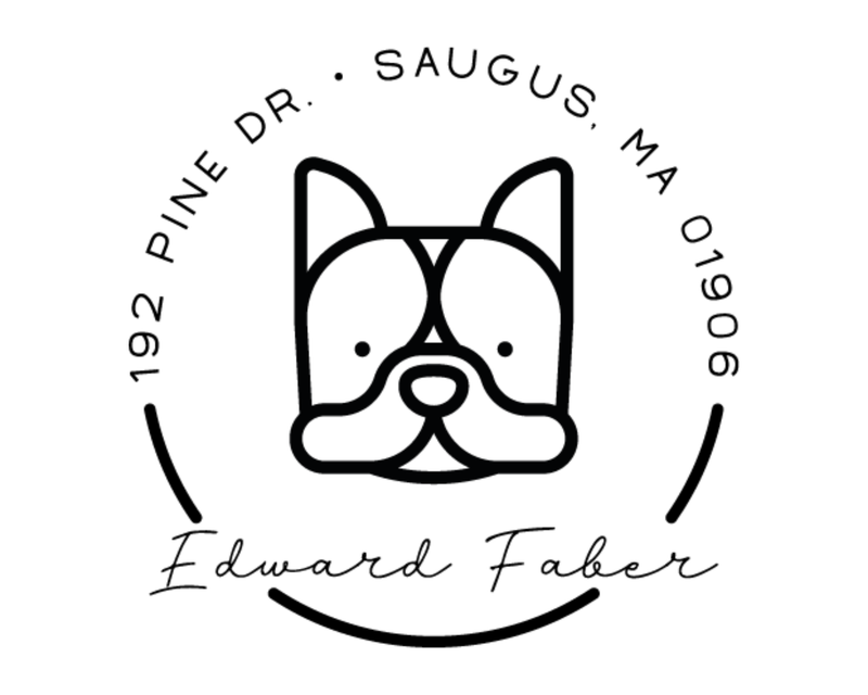 Personalised Dog Custom Name Ex Libris Book Stamp - DOGRND-French_Bulldog