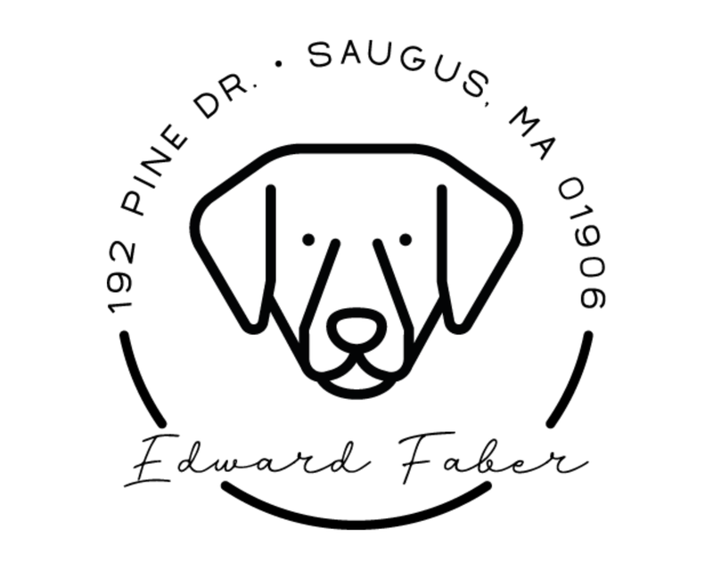 Personalised Dog Custom Name Ex Libris Book Stamp - DOGRND-Golden_Retriever