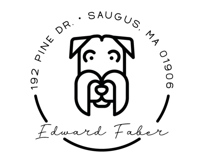 Personalised Dog Custom Name Ex Libris Book Stamp - DOGRND-Miniature_schnauzer