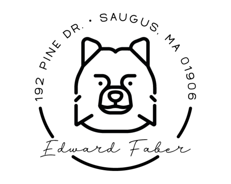 Personalised Dog Custom Name Ex Libris Book Stamp - DOGRND-Pomeranian