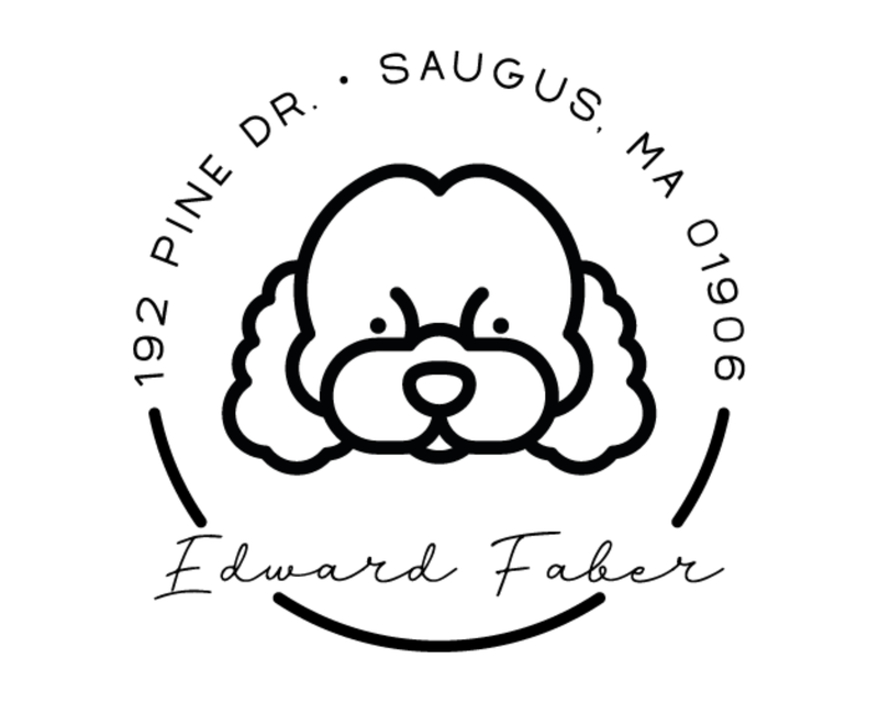 Personalised Dog Custom Name Ex Libris Book Stamp - DOGRND-Poodle