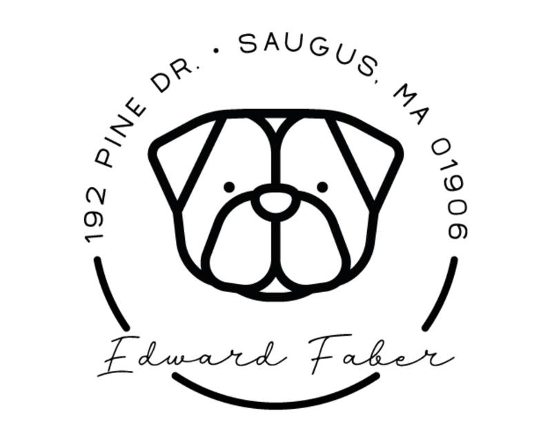 Personalised Dog Custom Name Ex Libris Book Stamp - DOGRND-Pug