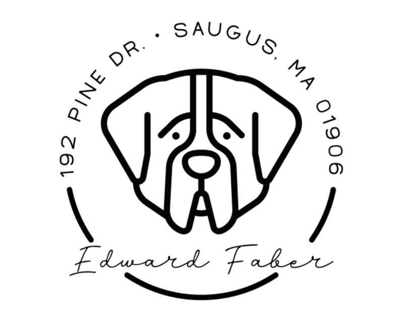 Personalised Dog Custom Name Ex Libris Book Stamp - DOGRND-Saint_Bernard