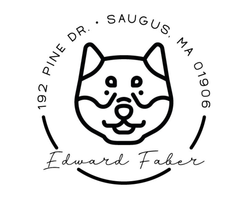 Personalised Dog Custom Name Ex Libris Book Stamp - DOGRND-Shiba_Inu