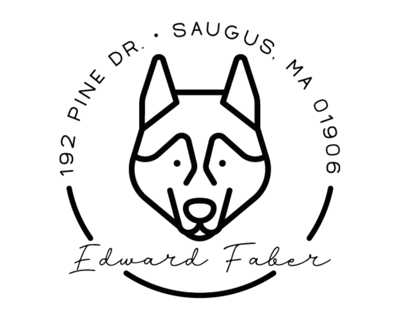Personalised Dog Custom Name Ex Libris Book Stamp - DOGRND-Siberian_Husky