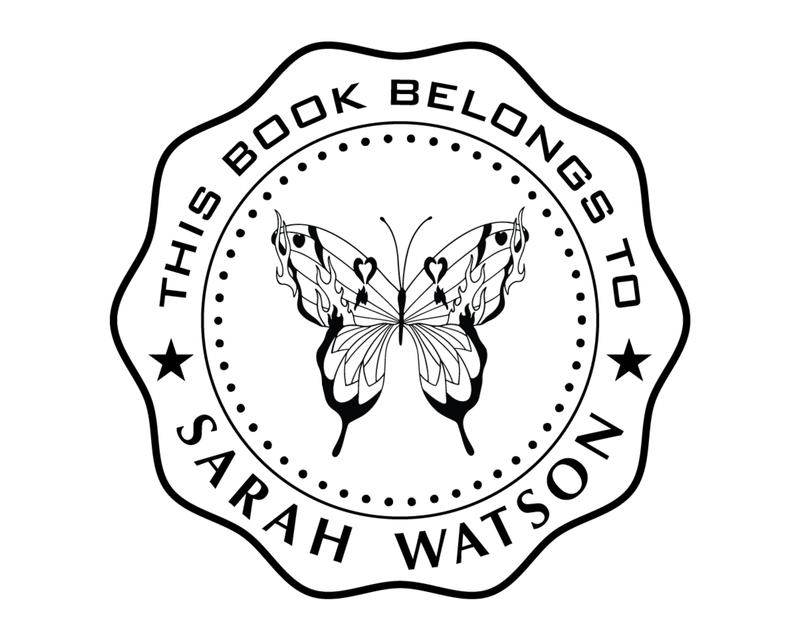 Personalised Butterfly Custom Name Ex Libris Book Stamp - EL60