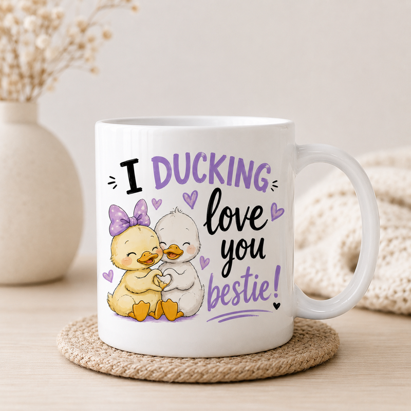 I Ducking Love You Bestie White Coffee Mug