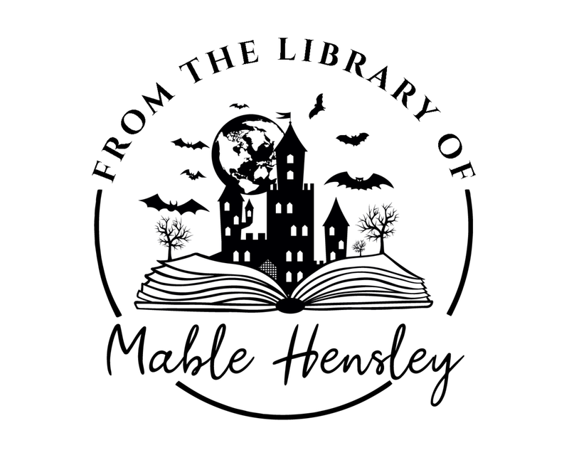 Personalised Halloween Custom Name Ex Libris Book Stamp - JB-Bat1