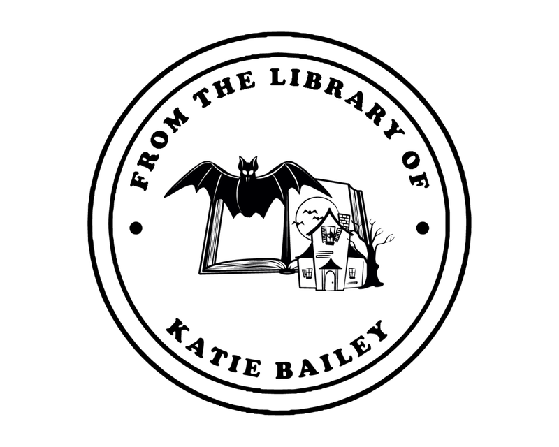 Personalised Halloween Custom Name Ex Libris Book Stamp - JB-Bat2