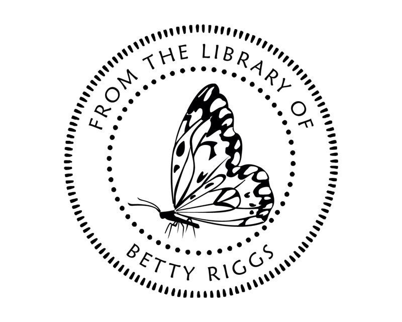 Personalised Butterfly Custom Name Ex Libris Book Stamp - JB-Butterfly6