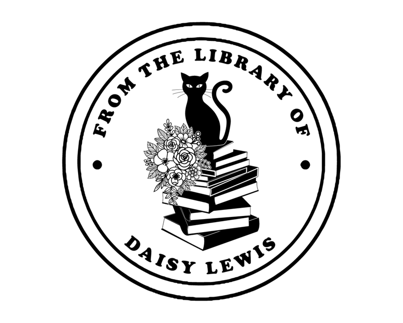 Personalised Cat Custom Name Ex Libris Book Stamp - JB-Cat12