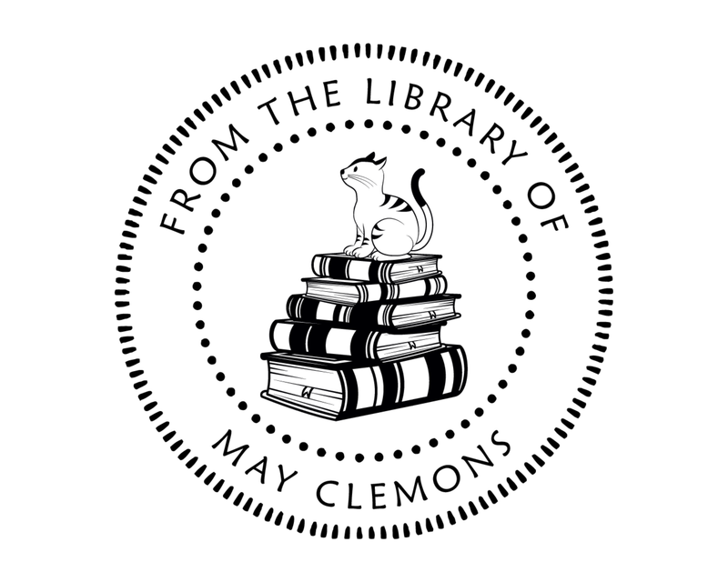 Personalised Cat Custom Name Ex Libris Book Stamp - JB-Cat13