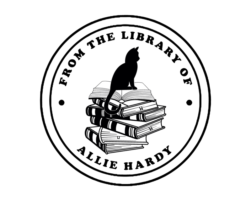 Personalised Cat Custom Name Ex Libris Book Stamp - JB-Cat16