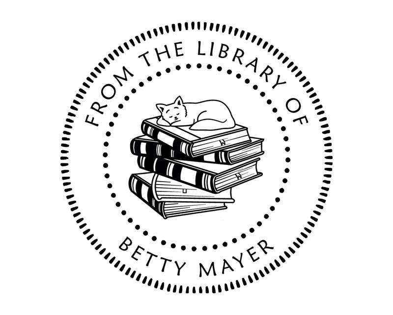 Personalised Cat Custom Name Ex Libris Book Stamp - JB-Cat17