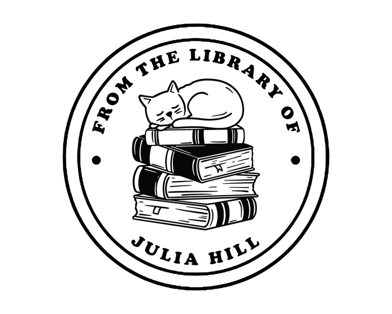 Personalised Cat Custom Name Ex Libris Book Stamp - JB-Cat19