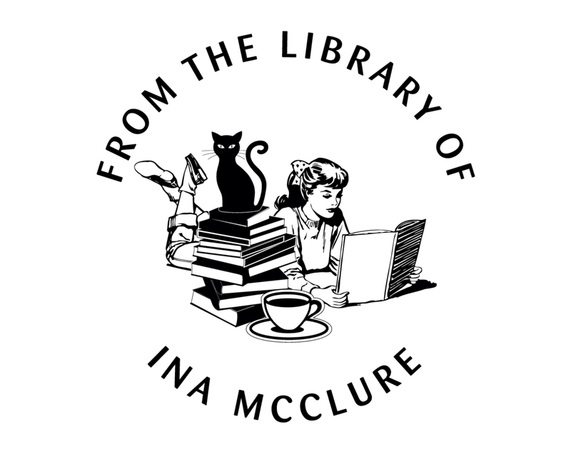 Personalised Cat Custom Name Ex Libris Book Stamp - JB-Cat1