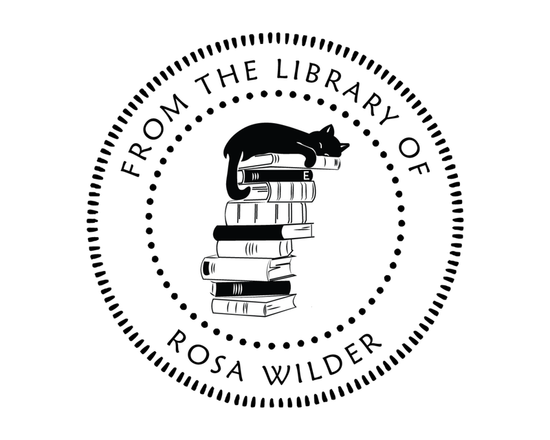 Personalised Cat Custom Name Ex Libris Book Stamp - JB-Cat20