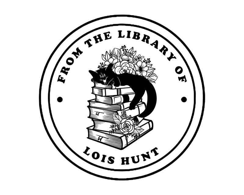 Personalised Cat Custom Name Ex Libris Book Stamp - JB-Cat4