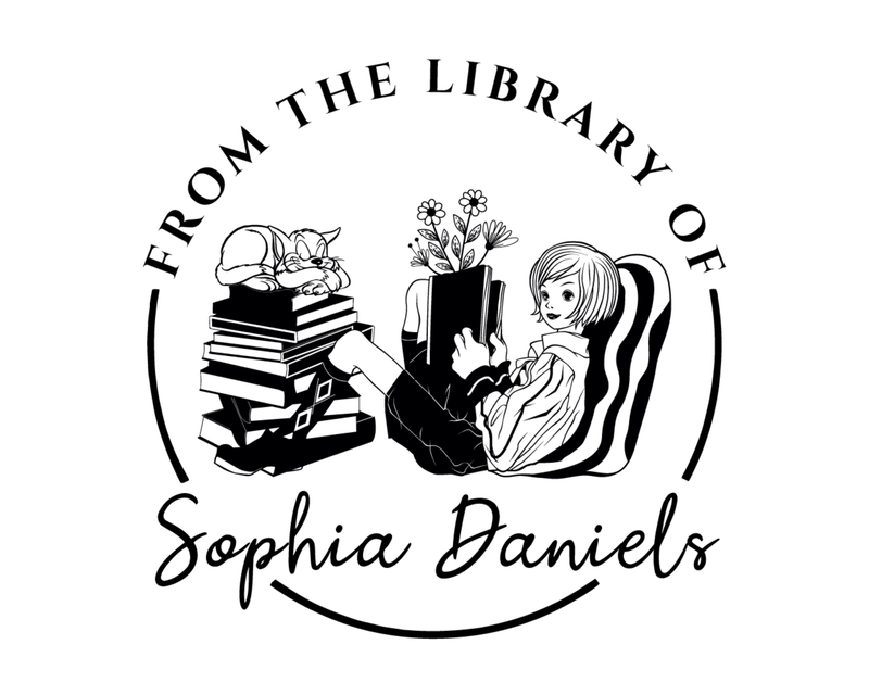 Personalised Girl Custom Name Ex Libris Book Stamp - JB-Cat7