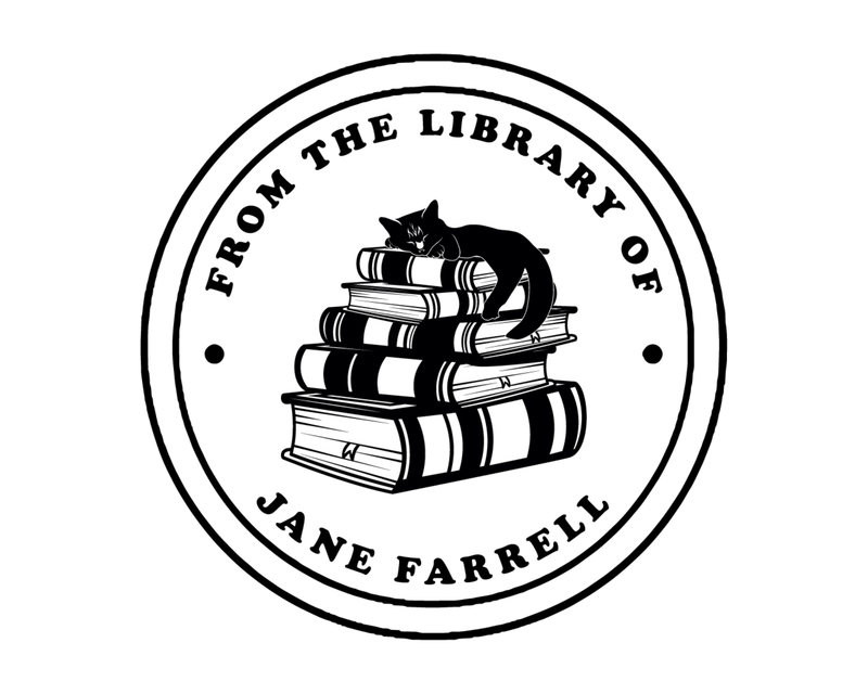 Personalised Cat Custom Name Ex Libris Book Stamp - JB-Cat8