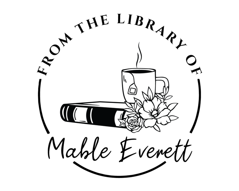 Personalised Coffee Custom Name Ex Libris Book Stamp - JB-Floral43