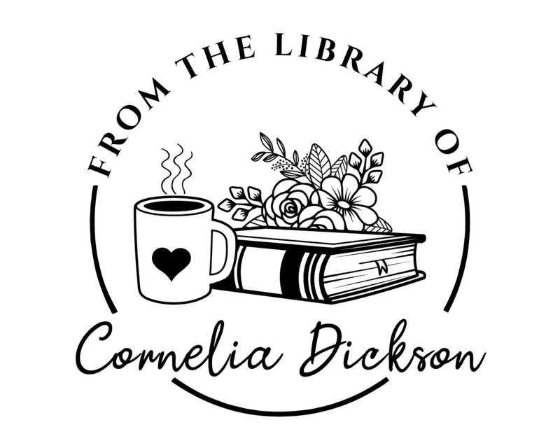 Personalised Coffee Custom Name Ex Libris Book Stamp - JB-Floral7